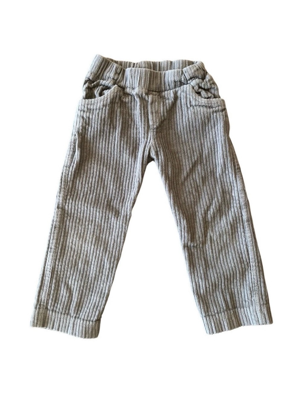 Toddler Boys 18 Months Corduroy Pants Gray Pull On Elastic Waist Hand Made